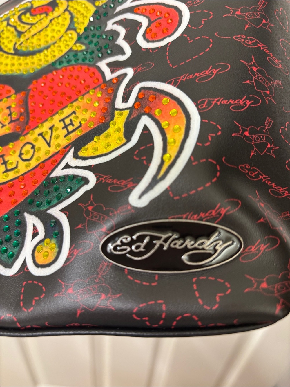 Ed Hardy large embellished makeup pouch NWT - Picture 6 of 8